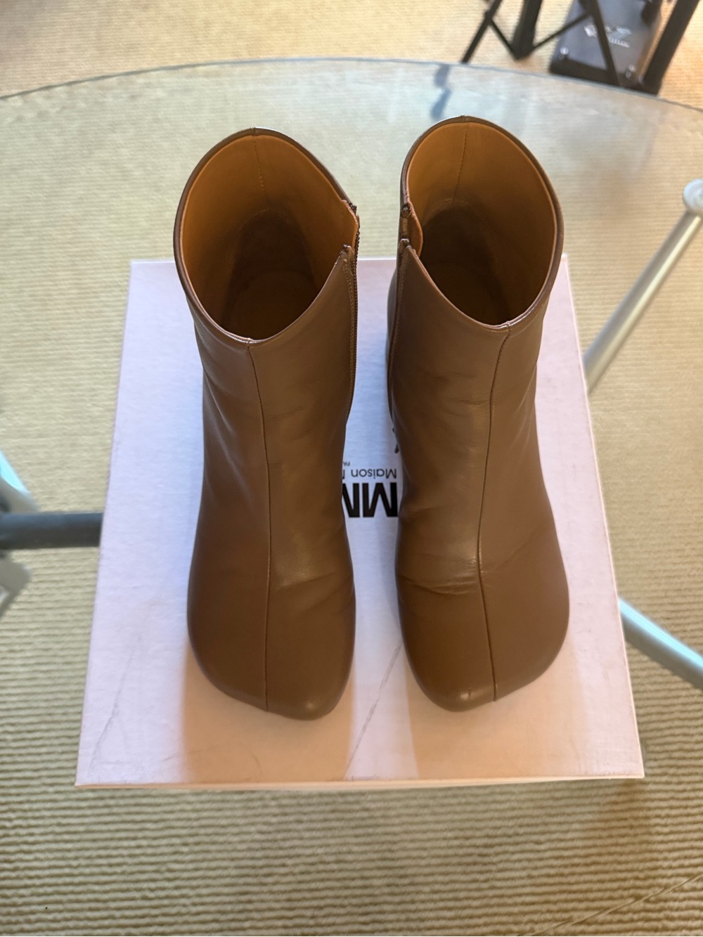 MM6 Maison Martin Margiela Taupe anatomic 45mm Ankle Booties